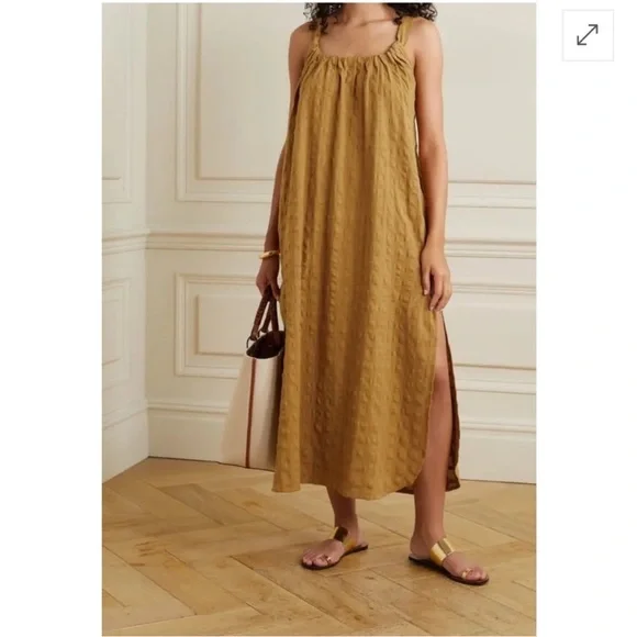 Mara Hoffman Swim Lexi Woven Cotton Midi Dress Trench Tan Brown Size Small - Picture 3 of 14